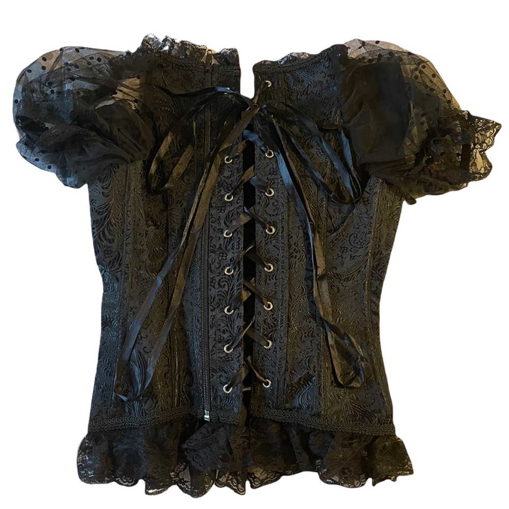 Halloween Gothic Corset lace top & skirt w/ jewelry